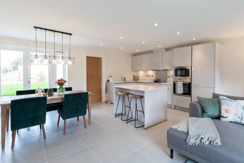 Open plan kitchen dining area